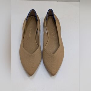 Rothy's Women's 8.5 The Point Tan Flats Lightweight Pointed Toe Washable Comfort